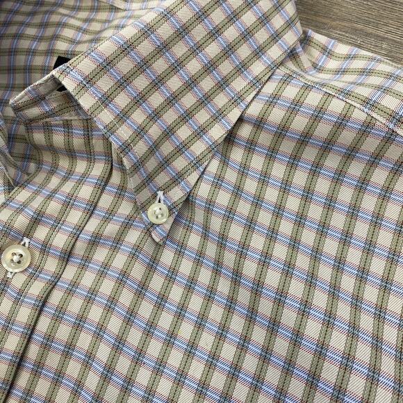 Robert Talbott Mens Plaid Dress Shirt 15 1/2 Neck Green Blue Button Down Preppy - Picture 1 of 8